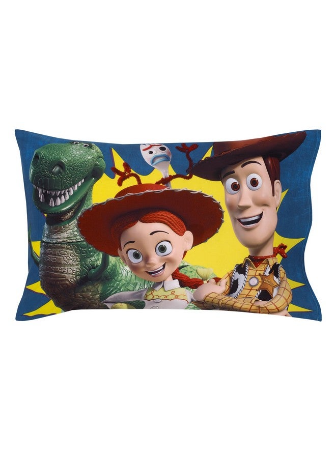 NoJo NoJo Disney Toy Story Taking Action Blue, Green and Yellow 4 Piece Toddler Bed Set - Comforter, Fitted Bottom Sheet, Flat Top Sheet, and Reversible Pillowcase - Image 4