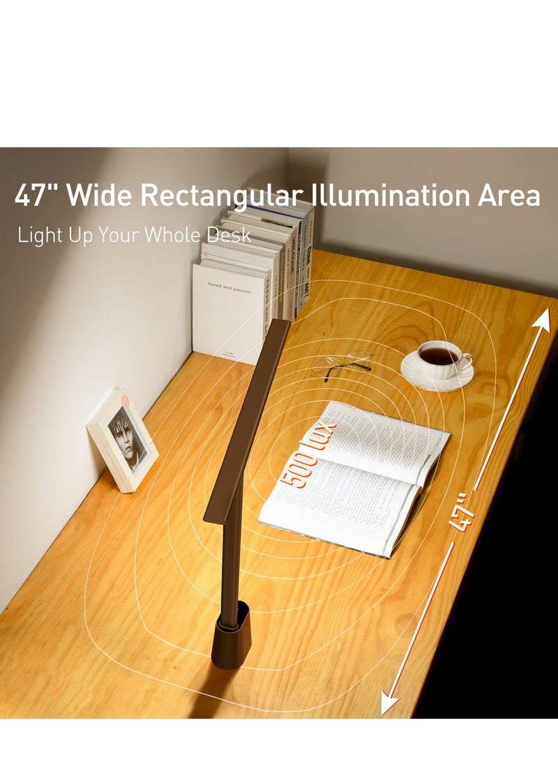 Baseus - Smart LED Desk Lamp Rechargeable, Adjustable Brightness & Color Temperature, 47" Wide Illumination, 250 Lumens, 5W, 3 Color Modes, Touch Control, Eye-Caring & Flicker-Free, Portable & Dimmable, Energy Efficient, Modern Design for Home Office, Study, Reading, USB Powered (Dark Grey) - Image 1