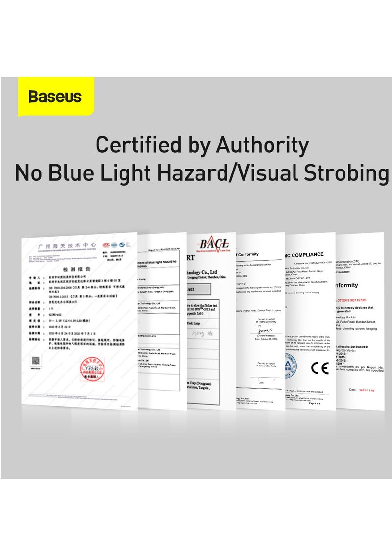 Baseus - Smart LED Desk Lamp Rechargeable, Adjustable Brightness & Color Temperature, 47" Wide Illumination, 250 Lumens, 5W, 3 Color Modes, Touch Control, Eye-Caring & Flicker-Free, Portable & Dimmable, Energy Efficient, Modern Design for Home Office, Study, Reading, USB Powered (Dark Grey) - Image 1