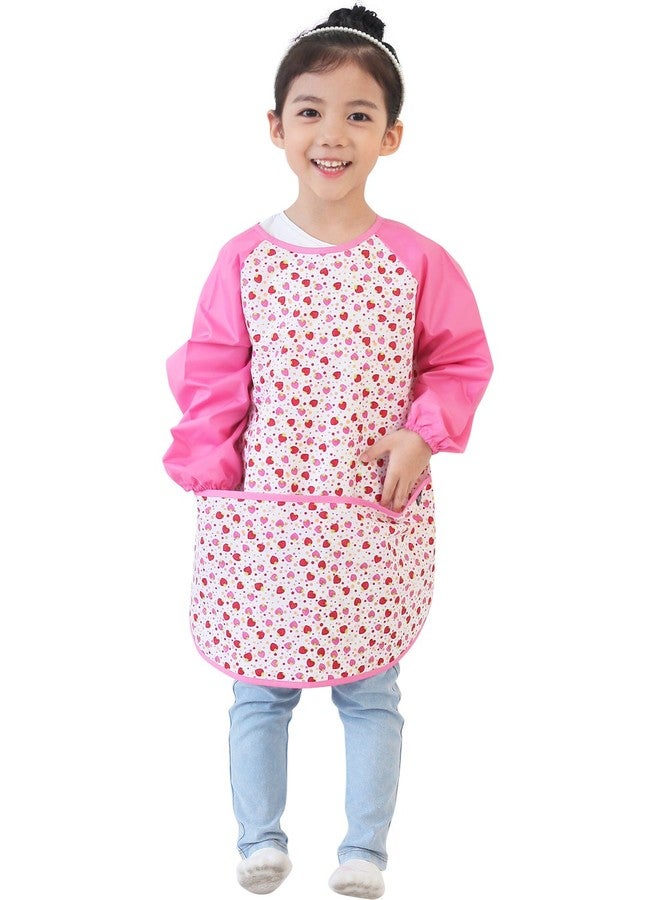 بليي مريلة الرسم للأطفال من Plie Kids - مريلة فنية مقاومة للماء بأكمام طويلة للأطفال الصغار ومرحلة ما قبل المدرسة، للعب الفوضوي، والخبز، والحرف اليدوية، والطبخ، والأنشطة الحسية (من عمر 1 إلى 10 سنوات)، لون الفراولة الوردي (24-M) - Image 1