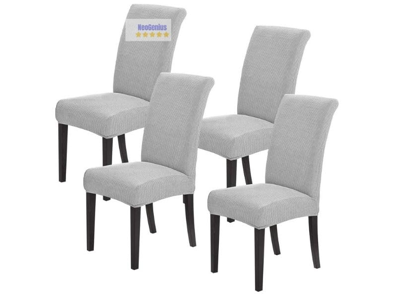 NeoGenius Premium Elegant Dining Room Chair Covers, Slipcovers Set of 6, Spandex Super Fit Stretch Removable Washable Chair Covers, Protector -for Dining Room (Dining Room Chair Covers_Silver Grey, 6) - Image 5