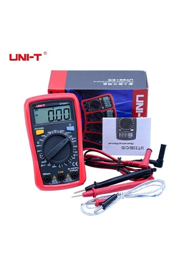 يوني تي جهاز قياس متعدد رقمي UNI-T UT33C+، الجهد، التيار، المقاومة، السعة، أوم، جهاز اختبار NCV، مزود بإضاءة خلفية LCD - Image 2