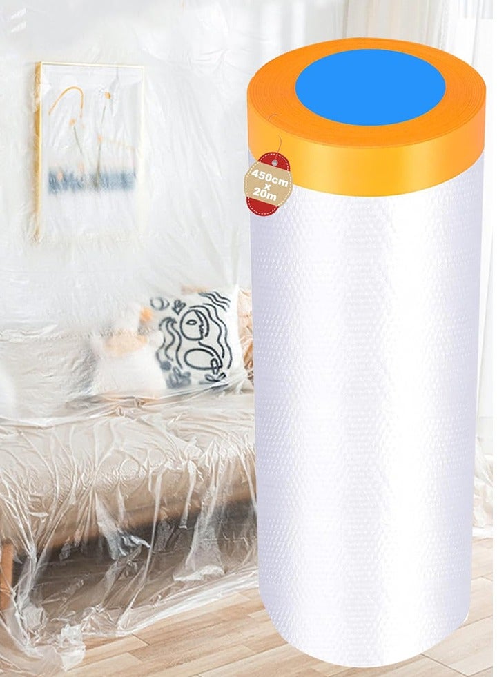 Plastic Drop Cloths, Couch Cover，Waterproof Anti-Dust Furniture Cover With Adhesive Strip, Thicken Painters Drop Cloth, Disposable Plastic Cover for Painting Protection, Large Anti Dust Clear Cover for Sofa Furniture Floor Wall Protection，Waterproof & Dustproof Storage Cover Furniture Protector Cover Shelter for Bed Sofa Furniture Moving Protection and Long Term Storage(450cm * 20m) - Image 1