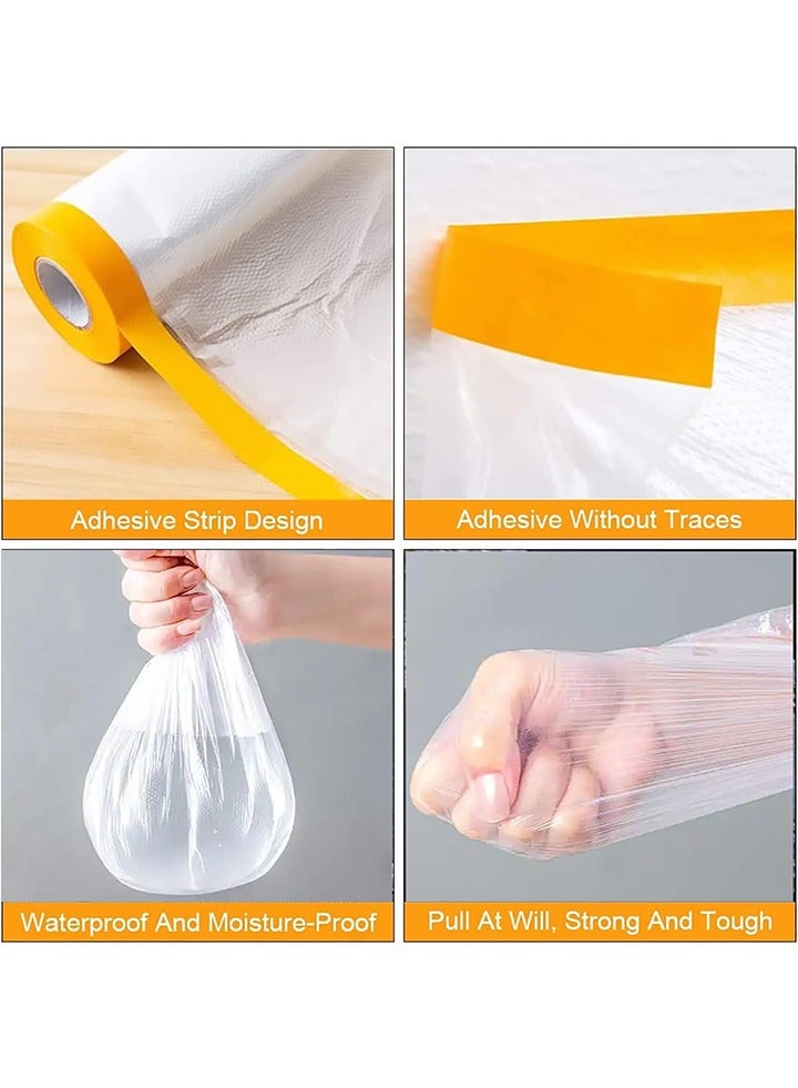 Plastic Drop Cloths, Couch Cover，Waterproof Anti-Dust Furniture Cover With Adhesive Strip, Thicken Painters Drop Cloth, Disposable Plastic Cover for Painting Protection, Large Anti Dust Clear Cover for Sofa Furniture Floor Wall Protection，Waterproof & Dustproof Storage Cover Furniture Protector Cover Shelter for Bed Sofa Furniture Moving Protection and Long Term Storage(450cm * 20m) - Image 4