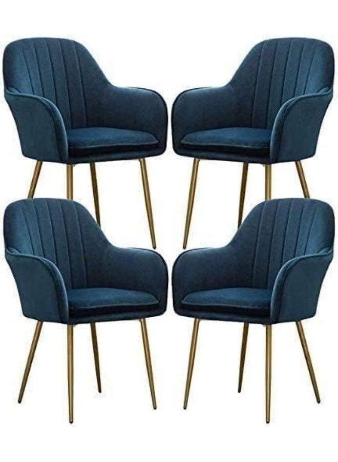 Poppins Home كراسي طعام مريحة حديثة من بوبينز هوم - مجموعة من 4 كراسي مخملية للمطبخ - Image 1