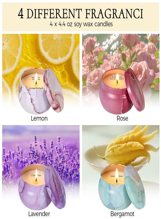 Cituarko Scented Candles for Mom - Mothers Day Candles Gift Set for Mom with Sayings, 4 Pack Aromatherapy Candles with Four Scents for Birthday Christmas, Hidden Message Candle 120H Long Lasting Burn 17.6 Oz - Image 3