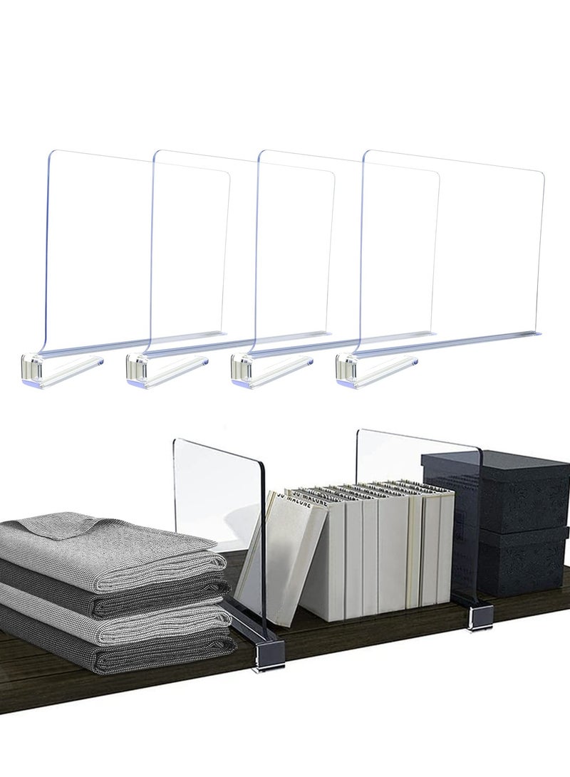 SYOSI 4 Pack Acrylic Shelf Dividers for Wardrobe, Wood Closets Clear Shelf Separator, Adjustable Clothing Organizer Wardrobe Dividers, Suitable for Bedroom Closet Shelves Organizer - Image 1