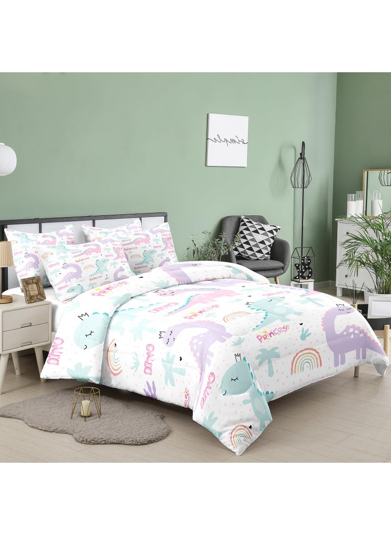 NINENINE NINENINE Twin Bedding Sets for Girls Dinosaur Comforter Set Princess Bedding Toddler Comforter Sets for Kids Cute Bed Sets with 1 Comforter 1 Pillowcase  - Image 2