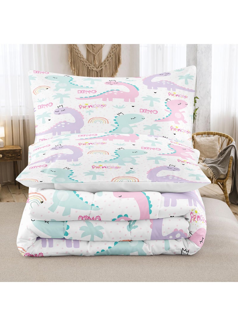 NINENINE NINENINE Twin Bedding Sets for Girls Dinosaur Comforter Set Princess Bedding Toddler Comforter Sets for Kids Cute Bed Sets with 1 Comforter 1 Pillowcase  - Image 3