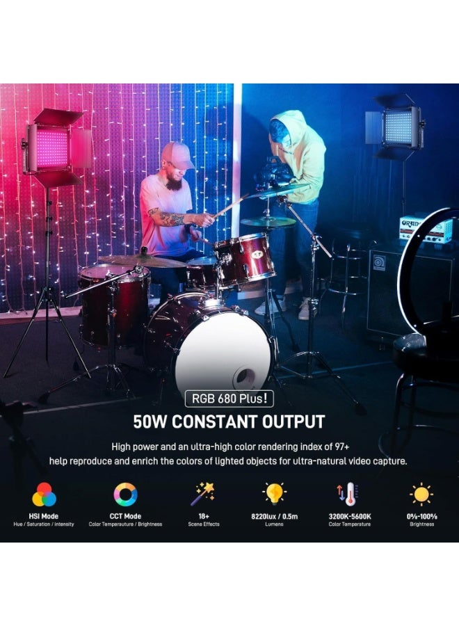 GVM Great Video Maker GVM 680RS-3L RGB LED Studio Video Light 3-Light Panel Kit, Bi-Color Soft Lighting with APP Control & 8 Effects - Image 2