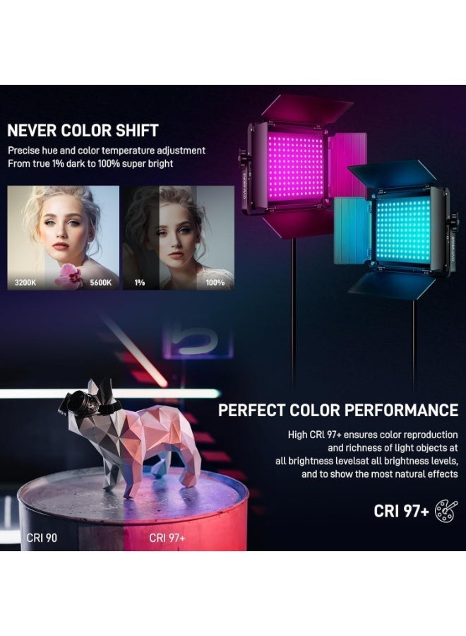 GVM Great Video Maker GVM 680RS-3L RGB LED Studio Video Light 3-Light Panel Kit, Bi-Color Soft Lighting with APP Control & 8 Effects - Image 5