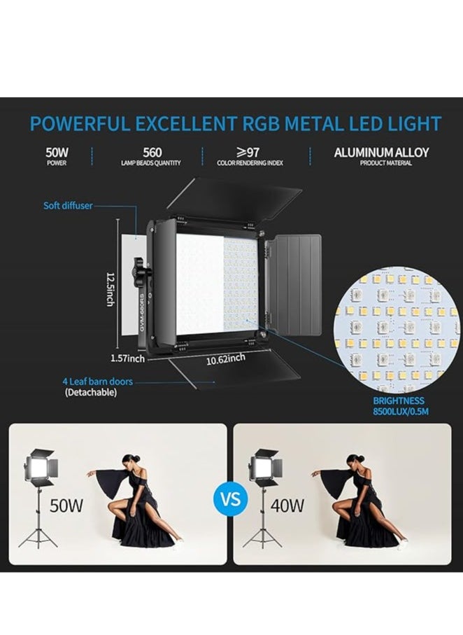 GVM Great Video Maker GVM RGB LED Video Light Kit, Dimmable Photography Lighting with APP Control, 680RS 50W 3 Packs Led Panel Light for YouTube Studio, Video Shooting, Gaming, Streaming, Zoom, Broadcasting, Conference  - Image 3