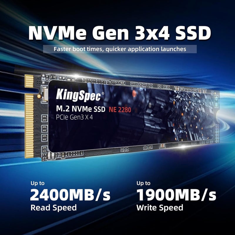 SSD 1TB, M.2 NVMe Gen3x4 SSD 2280 - Up to 2400MB/s, Internal Solid State Drive with 3D NAND Flash, Compatible with Desktop and Laptop - Image 2