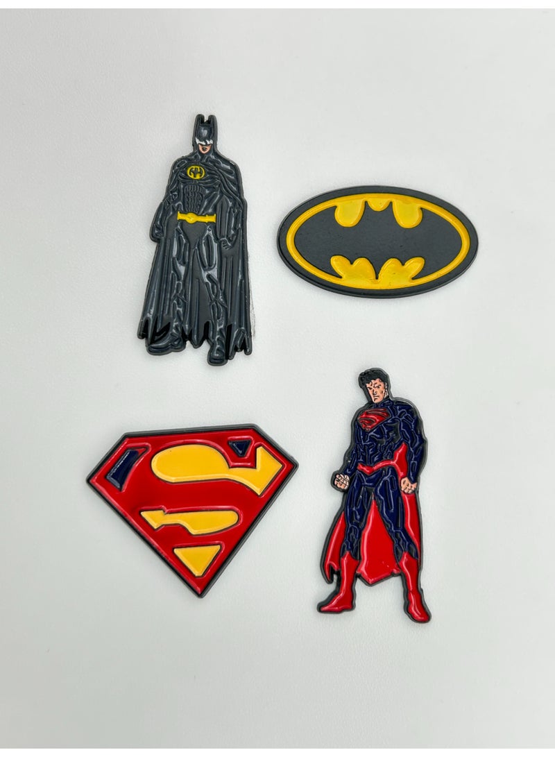 4 pieces of Metal stickers - Superman and Batman Stickers - Premium Quality Metal for Mobile, Laptop, Backpacks and more - Image 1