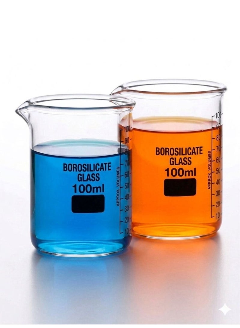 Protect Glass Beaker 100ml Borosilicate Heat Resistant Laboratory Measuring Cup | Transparent Scientific Lab Glassware | Graduated Measuring Beaker for Chemistry, Mixing & Liquid Handling - Image 3