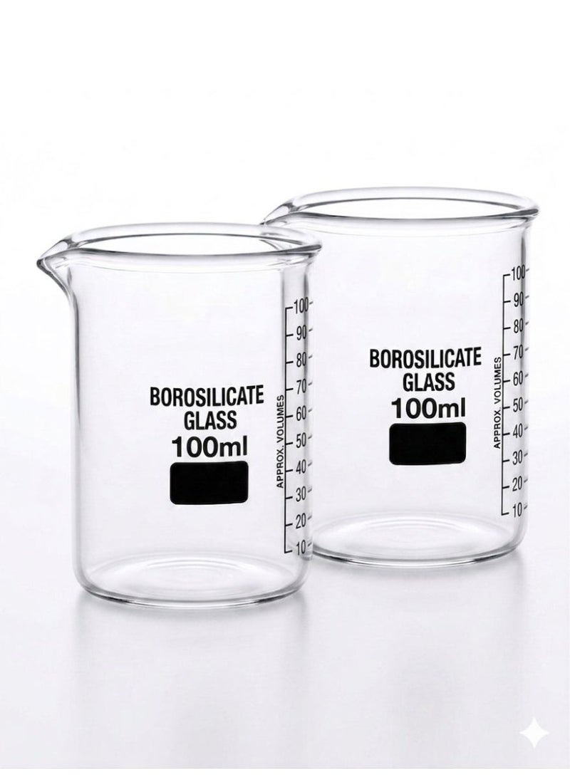 Protect Glass Beaker 100ml Borosilicate Heat Resistant Laboratory Measuring Cup | Transparent Scientific Lab Glassware | Graduated Measuring Beaker for Chemistry, Mixing & Liquid Handling - Image 2