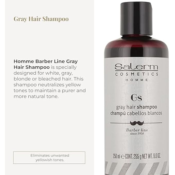 Salerm HOMME SHAMPOO FOR WHITE HAIR AND CANES FOR MEN 250 ML - Image 3