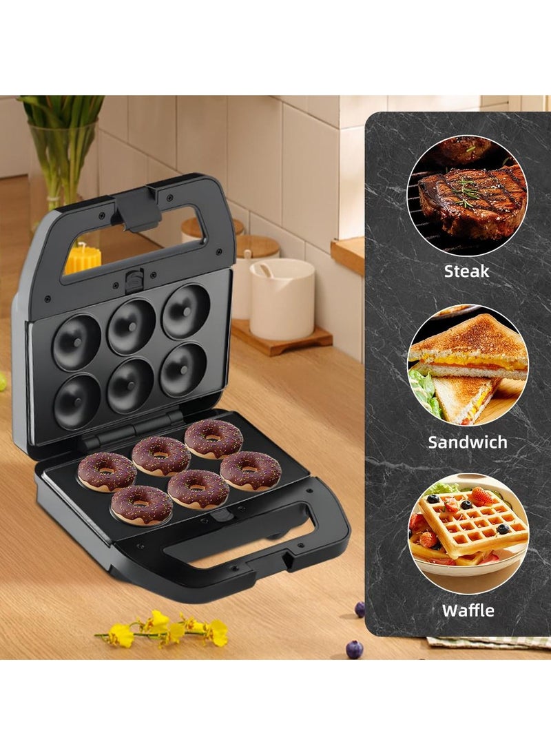 Generic - 5-in-1 Electric Sandwich Maker Breakfast Machine with 5 Removable Non-Stick Plates, Double-Sided Heating - Waffle, Panini, Grill, Toast, and Donut Press - Image 1