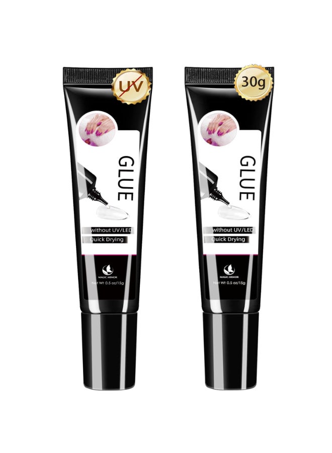 MAGIC ARMOR 2Pcs Semi Solid Nail Glue for Press On Nail No Need for UV Lamp Super Strong Nail Glue Quick Drying Gel Long Lasting for Fake Acrylic Nails15g x 2 - Image 2