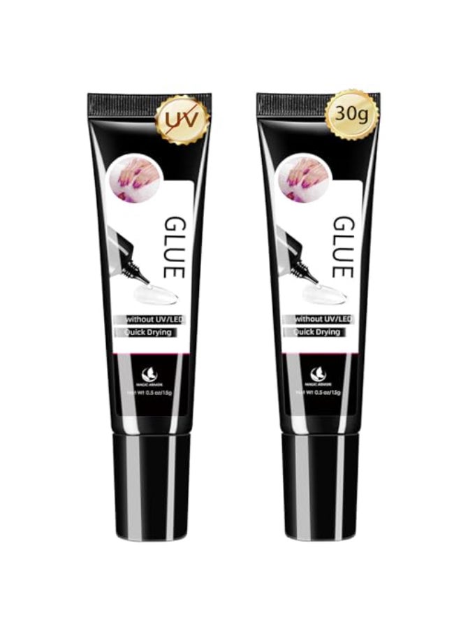 MAGIC ARMOR 2Pcs Semi Solid Nail Glue for Press On Nail No Need for UV Lamp Super Strong Nail Glue Quick Drying Gel Long Lasting for Fake Acrylic Nails15g x 2 - Image 1