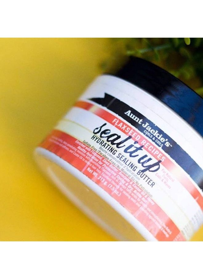 Aunt Jackie's - Flaxseed Recipes Seal It Up, Hydrating Sealing Butter, Helps Prevent and Repair Damaged Hair, Jar, 7.5 Oz - Image 1