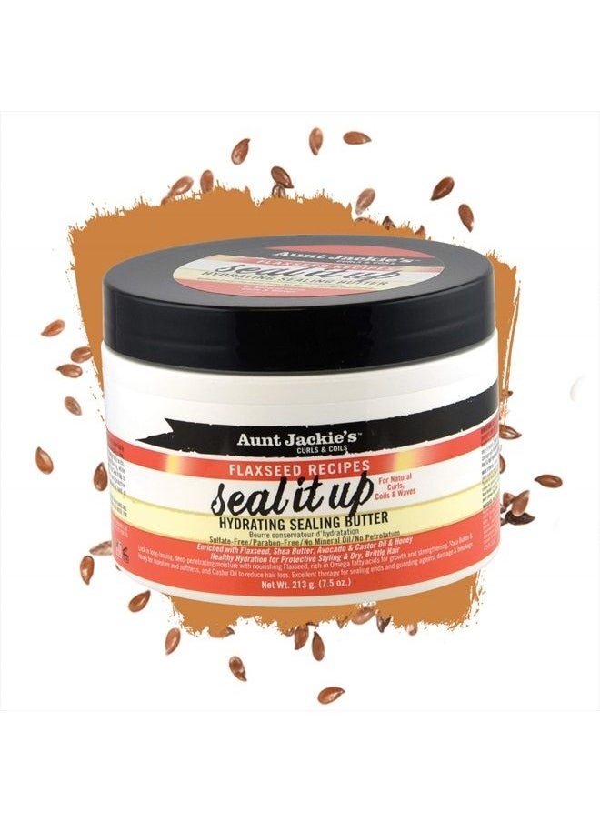 Aunt Jackie's - Flaxseed Recipes Seal It Up, Hydrating Sealing Butter, Helps Prevent and Repair Damaged Hair, Jar, 7.5 Oz - Image 1