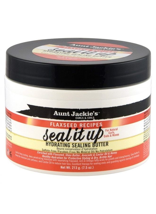 Aunt Jackie's - Flaxseed Recipes Seal It Up, Hydrating Sealing Butter, Helps Prevent and Repair Damaged Hair, Jar, 7.5 Oz - Image 1