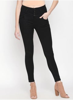 HIGH STAR Women Black Slim Fit High-Rise Clean Look Stretchable Jeans 