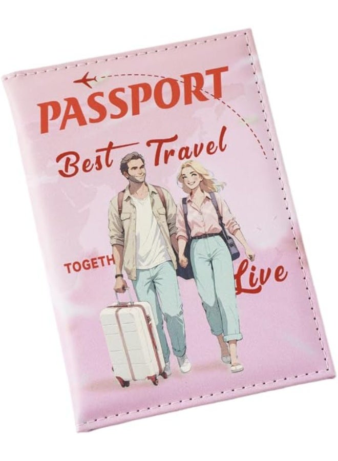 SHOWDAY Passport Holder Cover for Men & Women, PU Leather Travel Passport Case with Card Slots, Lightweight Protective Passport Wallet, Cute Travel Design - Image 1