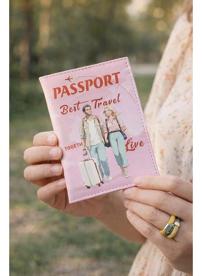 SHOWDAY Passport Holder Cover for Men & Women, PU Leather Travel Passport Case with Card Slots, Lightweight Protective Passport Wallet, Cute Travel Design - Image 2
