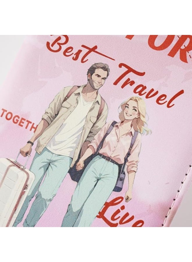 SHOWDAY Passport Holder Cover for Men & Women, PU Leather Travel Passport Case with Card Slots, Lightweight Protective Passport Wallet, Cute Travel Design - Image 3