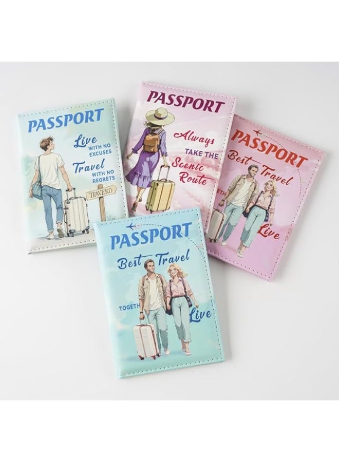 SHOWDAY Passport Holder Cover for Men & Women, PU Leather Travel Passport Case with Card Slots, Lightweight Protective Passport Wallet, Cute Travel Design - Image 4