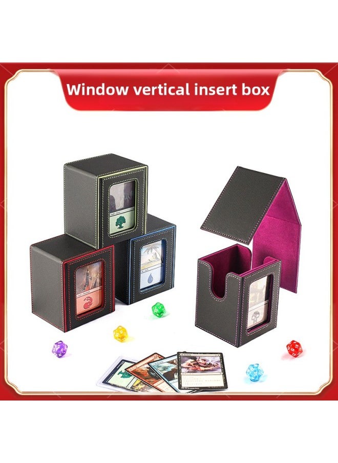 Generic - Creative Separation PU Box Vertical Insertion Card Holder Multi-Functional Hard Card Film Window Display Game Card Box-Color:Window Opening-Separating Vertical Insertion Box (black Outside And Gray Inside) - Image 1
