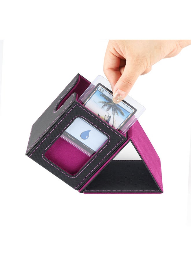 Generic - Creative Separation PU Box Vertical Insertion Card Holder Multi-Functional Hard Card Film Window Display Game Card Box-Color:Window Opening-Separating Vertical Insertion Box (black Outside And Gray Inside) - Image 1