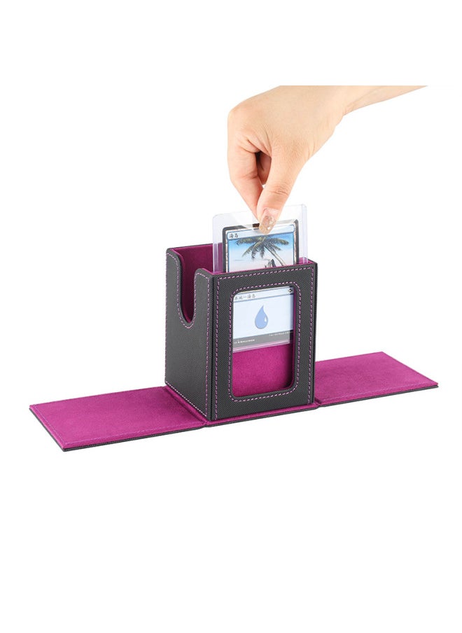 Generic - Creative Separation PU Box Vertical Insertion Card Holder Multi-Functional Hard Card Film Window Display Game Card Box-Color:Window Opening-Separating Vertical Insertion Box (black Outside And Gray Inside) - Image 1