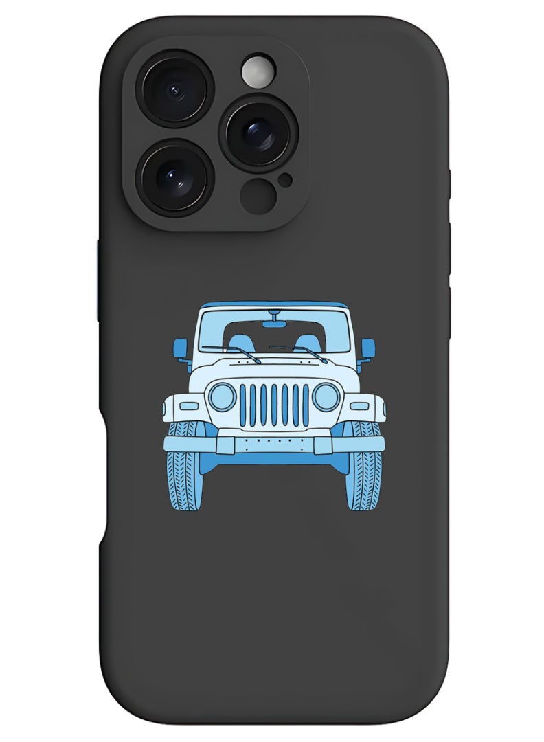 Theodor iPhone 16 Pro Black Protective Slim Fit Case Liquid Silicone Cover with Full Body Protection Anti-Scratch Shockproof Case For iPhone - Jeep - Image 1