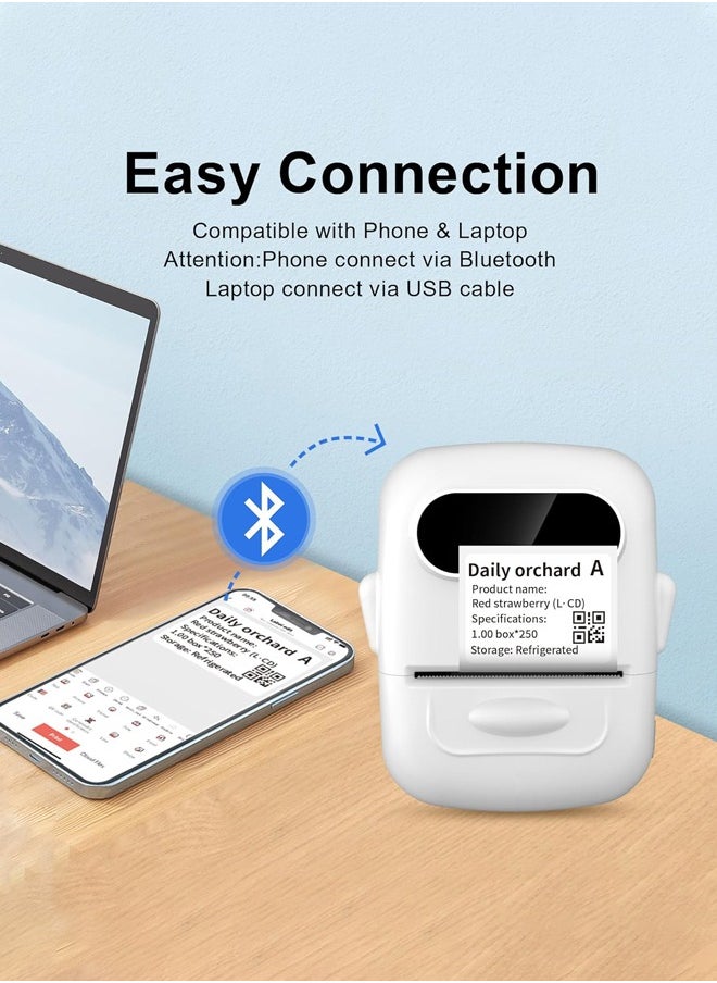 Marklife Label Maker,Label Maker Machine with Tape,P50 Barcode Printer 2 inch BluetoothThermal Label Maker for Small Business Home Address Clothing for Phone/PC,White Printer+1 Tape  - Image 4