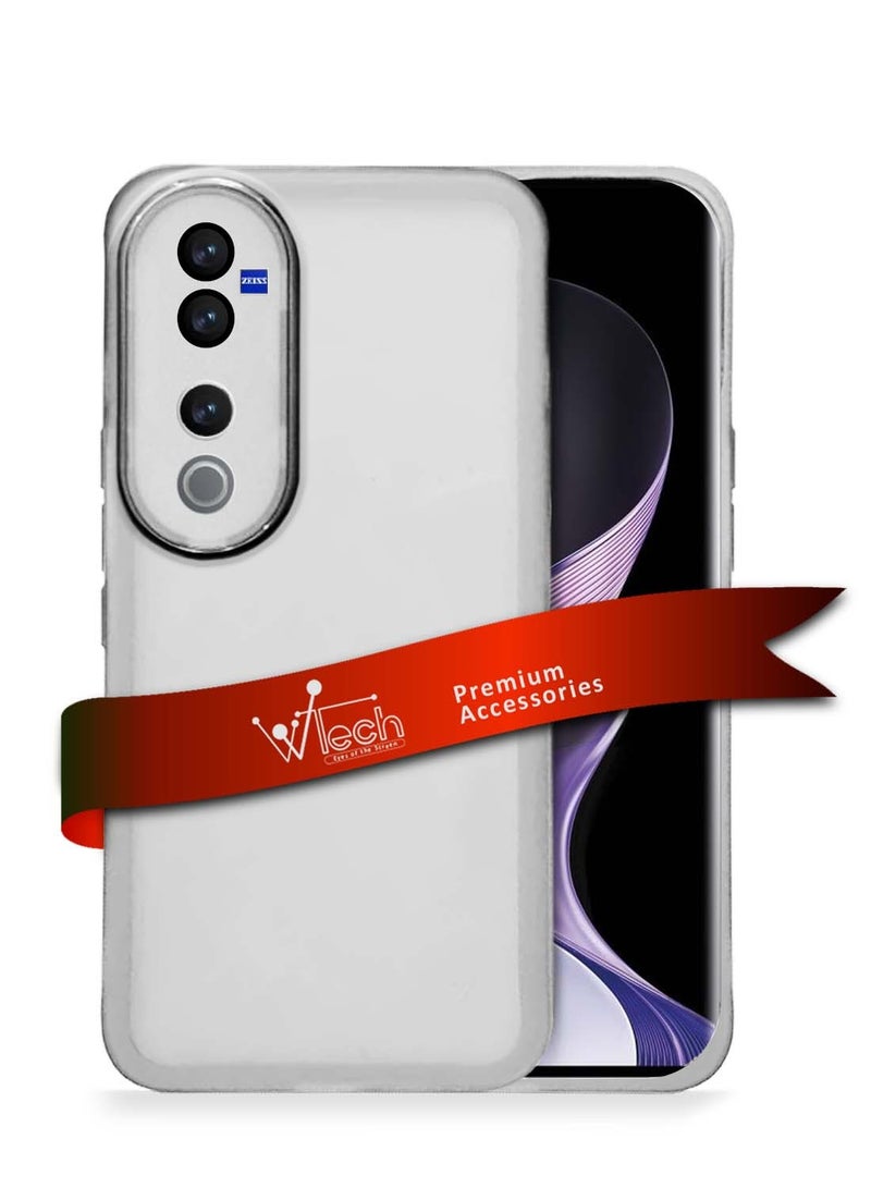 Wtech vivo V40 / V40 Pro 5G 2024 Soft Transparent TPU Silicone Ultra Thin Phone Stylish Electroplated Camera Border Back Case Cover - White - Image 1