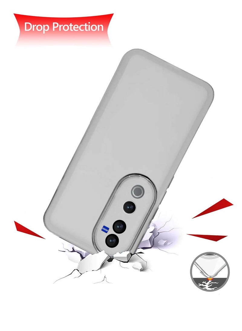 Wtech vivo V40 / V40 Pro 5G 2024 Soft Transparent TPU Silicone Ultra Thin Phone Stylish Electroplated Camera Border Back Case Cover - White - Image 3