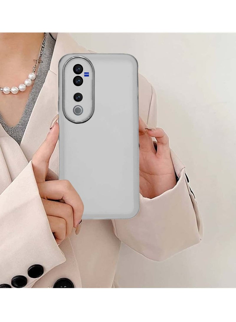 Wtech vivo V40 / V40 Pro 5G 2024 Soft Transparent TPU Silicone Ultra Thin Phone Stylish Electroplated Camera Border Back Case Cover - White - Image 4