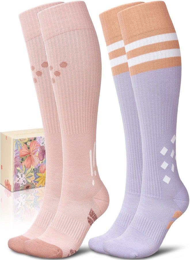 CTHH Thick Cotton Compression Socks for Women 15-20mmHg Cute Knee High Socks Support for Running, Travel, Nurse, Pregnancy Cushioned - Image 1