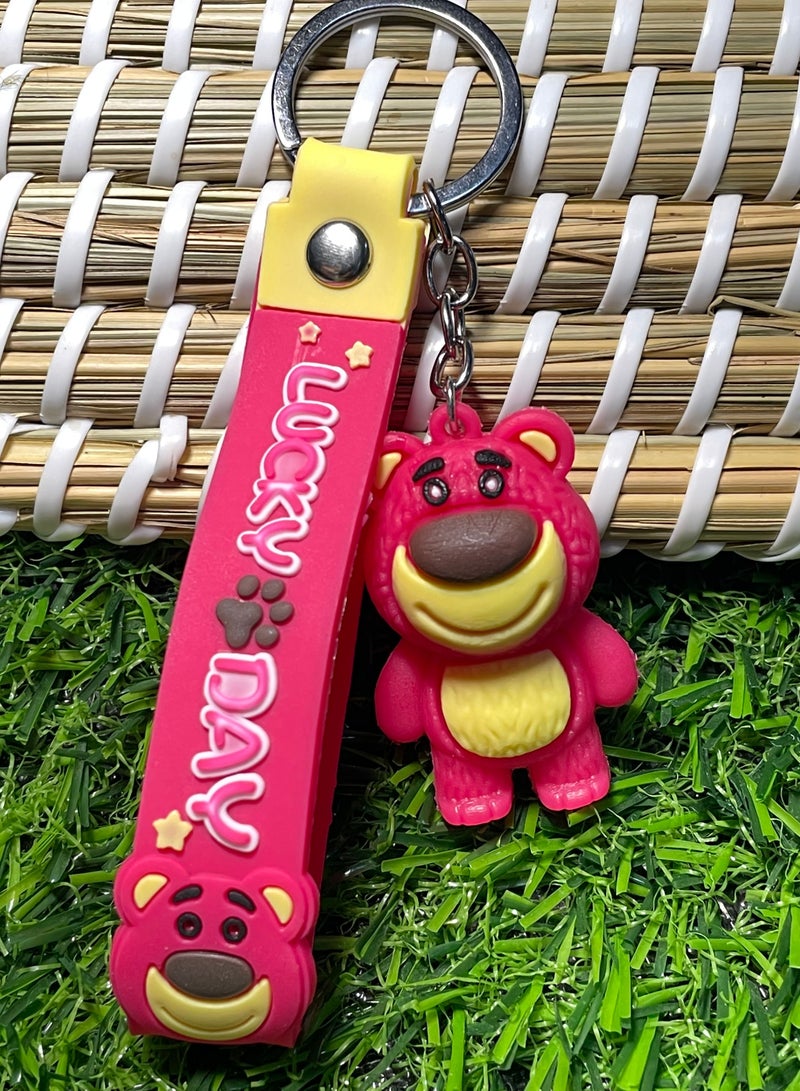 ميدالية مفاتيح كرتونية مميزة اكسسوار أنيق سلسلة مفاتيح بشخصية دب العسل مع شريط يتناسب مع مفاتيح السيارة والمحفظة والحقيبة هدية ابداعية جميلة - Image 1