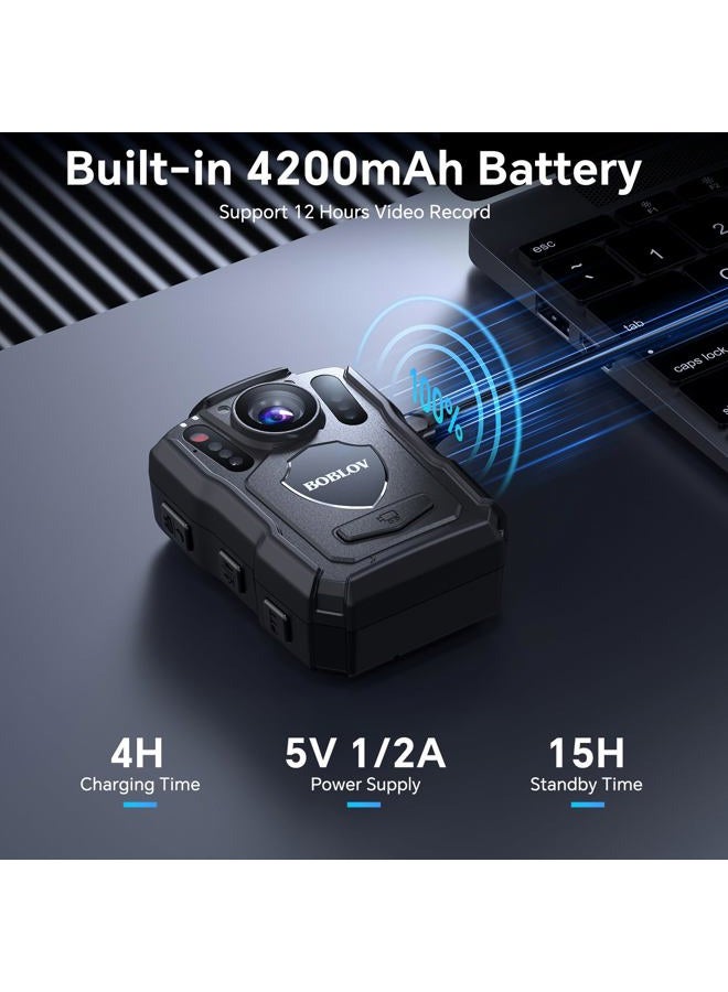BOBLOV M5 2K Body Mounted Camera, 64GB Body Worn Camera, GPS Enabled &1440P Police Camera, Built-in 4200mAh Battery for 15 Hours Record, IP67 Cam, Law Enforcement with Car Suction Mount - Image 3