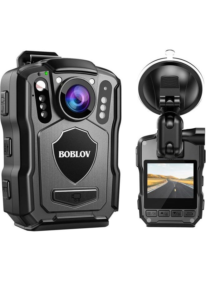 BOBLOV M5 2K Body Mounted Camera, 64GB Body Worn Camera, GPS Enabled &1440P Police Camera, Built-in 4200mAh Battery for 15 Hours Record, IP67 Cam, Law Enforcement with Car Suction Mount - Image 1