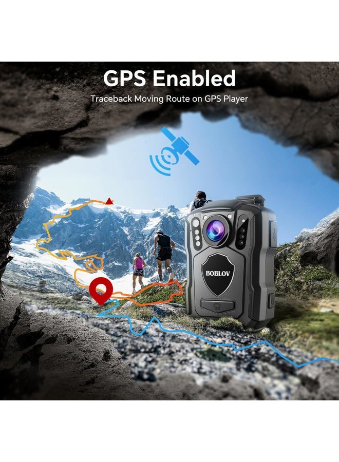BOBLOV M5 2K Body Mounted Camera, 64GB Body Worn Camera, GPS Enabled &1440P Police Camera, Built-in 4200mAh Battery for 15 Hours Record, IP67 Cam, Law Enforcement with Car Suction Mount - Image 4