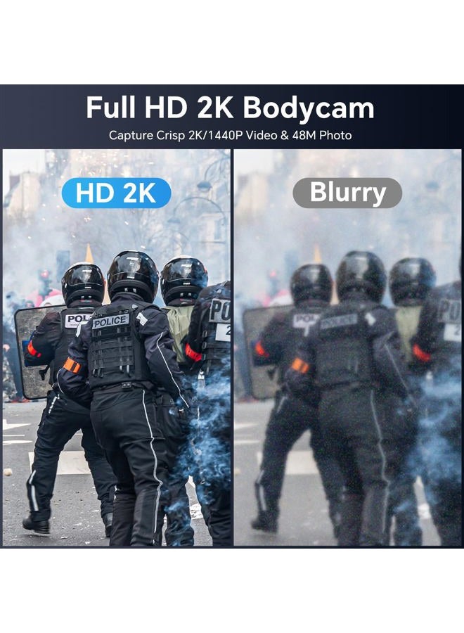 BOBLOV M5 2K Body Mounted Camera, 64GB Body Worn Camera, GPS Enabled &1440P Police Camera, Built-in 4200mAh Battery for 15 Hours Record, IP67 Cam, Law Enforcement with Car Suction Mount - Image 2