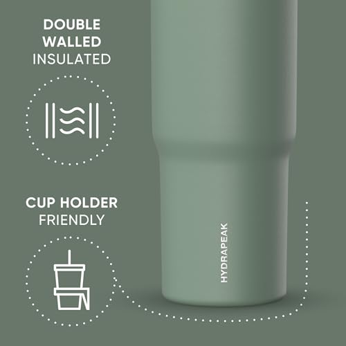 Hydrapeak Nomad 32 oz Tumbler with Handle and Straw Lid, Leakproof, Double Insulated, 32oz Cup, Stainless Steel | Sage Leaf - Image 4