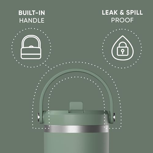 Hydrapeak Nomad 32 oz Tumbler with Handle and Straw Lid, Leakproof, Double Insulated, 32oz Cup, Stainless Steel | Sage Leaf - Image 2
