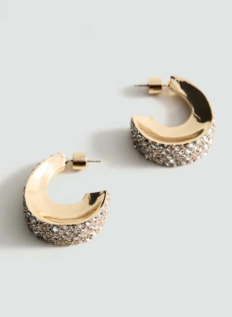 MANGO Faceted Crystal Hoop Earrings