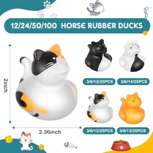 Deekin Rubber Ducks 2 Inch Animal Party Favors Small Rubber Ducks for Cruise Ships for Shower Birthday Gift Activity Theme Party24 PcsCat - Image 5